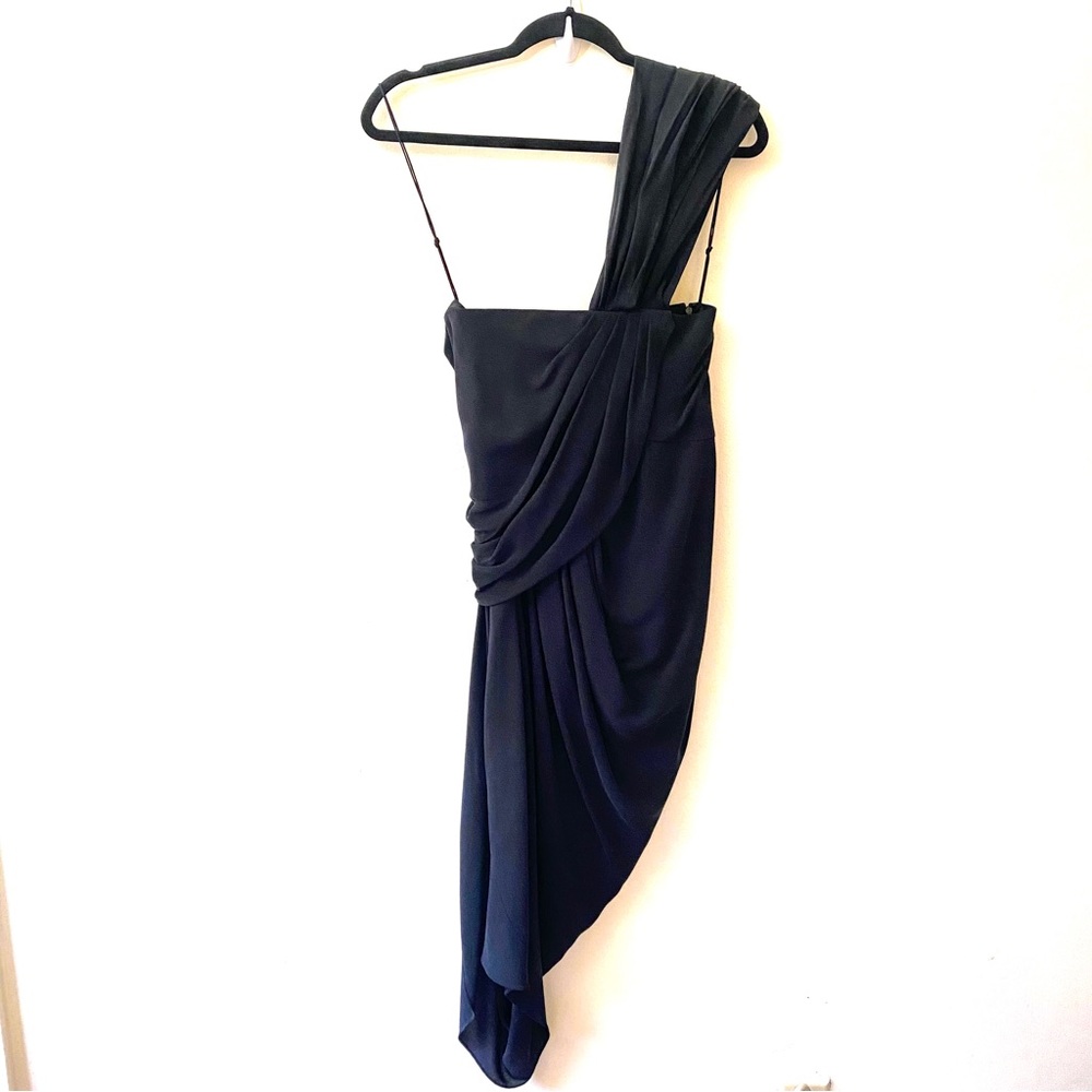 3.1 Phillip Lim silk one shoulder ruched asymmetrical hem cocktail dress size 4